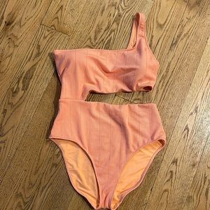 Aerie Crinkle Asymmetrical Cut Out One Piece Swimsuit